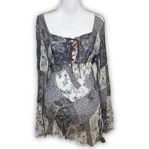 Y2K sheer patchwork mini dress